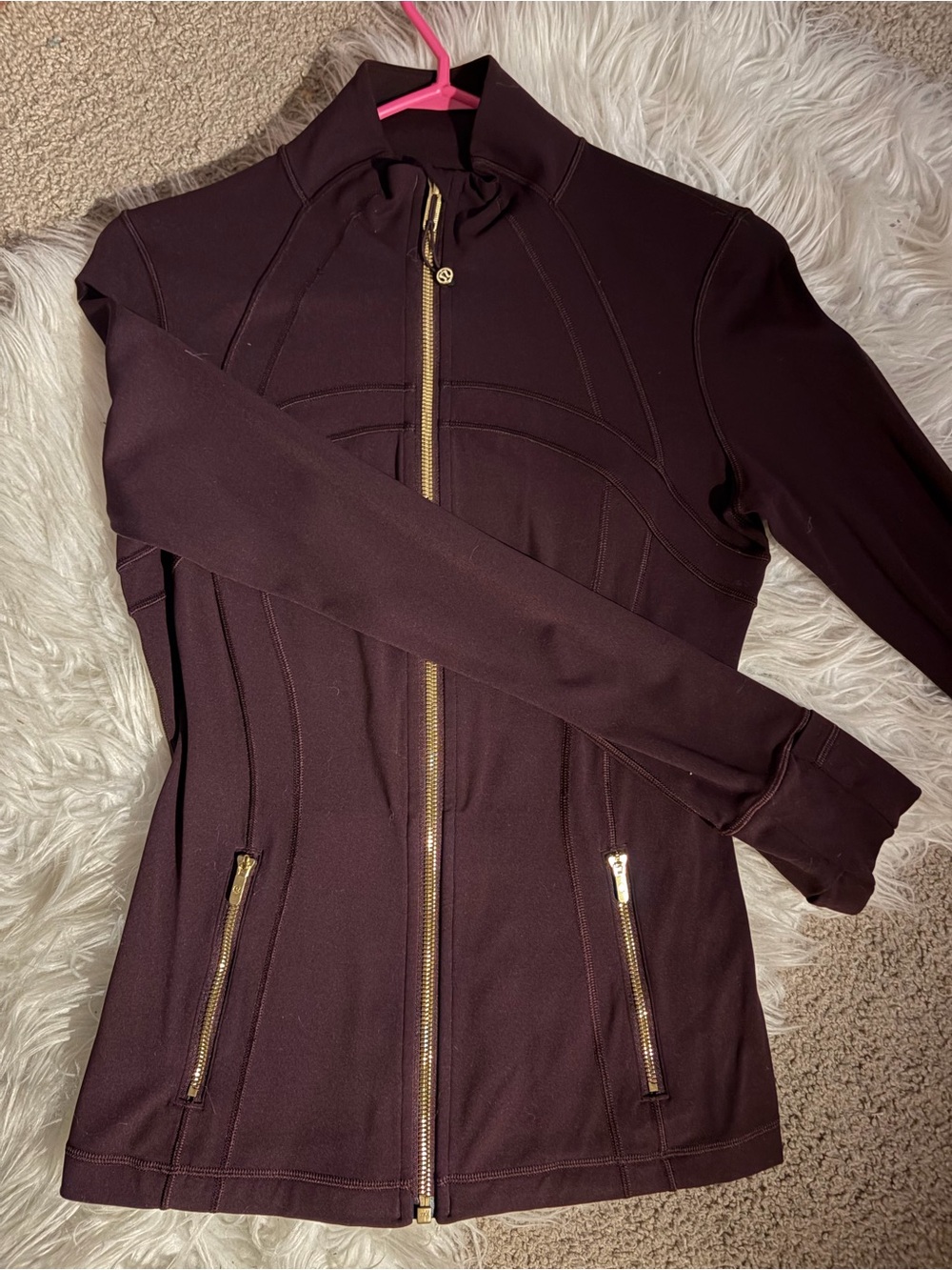 lululemon athletica Deep Plum Zip-Up Jacket with Gold Hardware